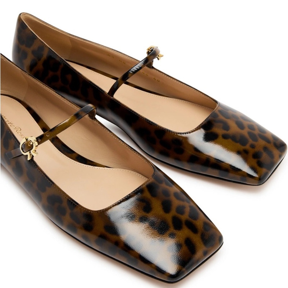 Gianvito Rossi Christina Leopard Print Leather Mary Jane Flats